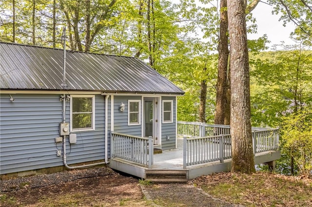 2712 Silver Lake Rd, Hancock, NY 13783 - rear view of house featuring a wooden deck and metal roof