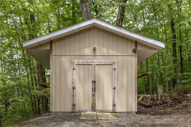 2712 Silver Lake Rd, Hancock, NY 13783 - view of shed featuring a forest view