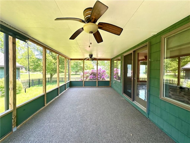 966 W Church St, Elmira, NY 14905 - unfurnished sunroom featuring healthy amount of natural light and ceiling fan
