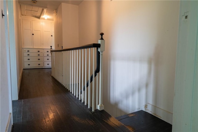 1516 Lake Rd, Webster, NY 14580 - hallway with dark wood-style floors and an upstairs landing