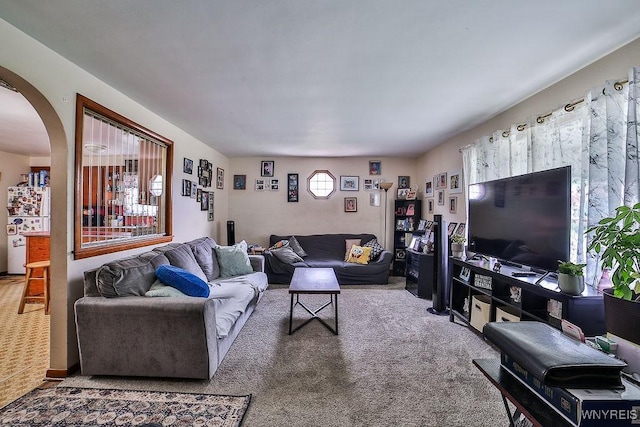 102 Wellworth Pl, Cheektowaga, NY 14225 - carpeted living room featuring arched walkways