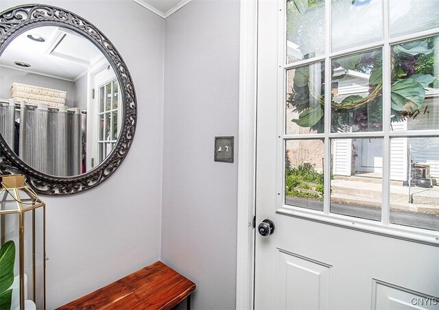 1615 Cortland St, Deruyter, NY 13052 - doorway featuring crown molding