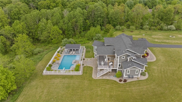 1915 Factors Walk, West Bloomfield, NY 14475 - view from above of property featuring a forest and a pool