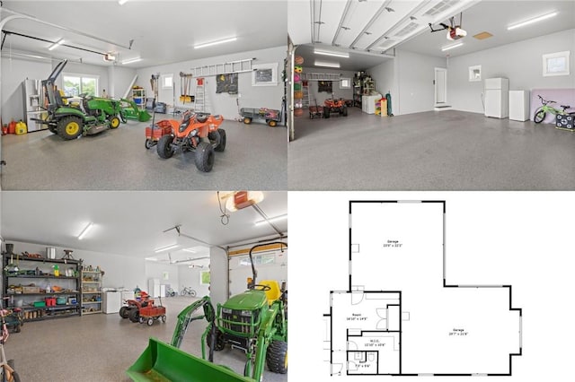 1915 Factors Walk, West Bloomfield, NY 14475 - garage with fridge and a garage door opener