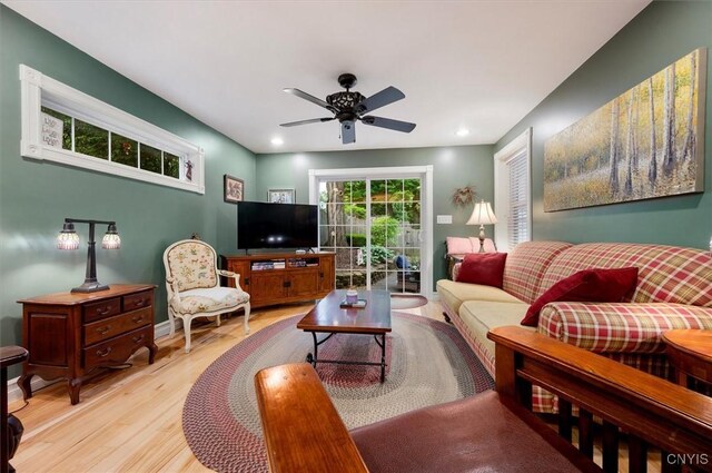 26 Utica St, Kirkland, NY 13323 - living area with light wood-type flooring, ceiling fan, and recessed lighting