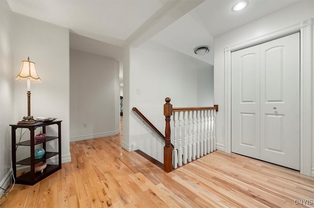 26 Utica St, Kirkland, NY 13323 - corridor featuring an upstairs landing, light wood-type flooring, baseboards, and recessed lighting