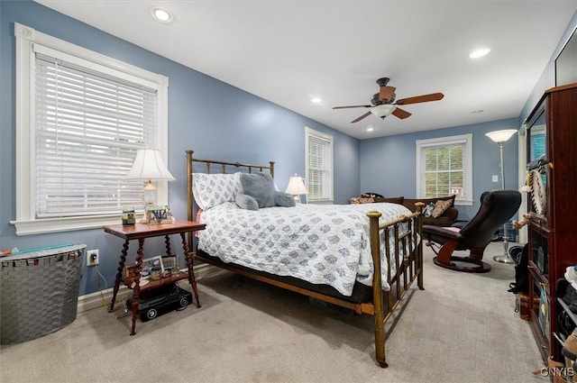 26 Utica St, Kirkland, NY 13323 - bedroom with carpet floors, baseboards, recessed lighting, and ceiling fan