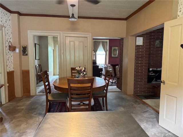 1604 Moland Rd, Alfred, NY 14803 - dining space with ornamental molding and wainscoting