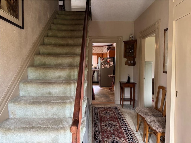 1604 Moland Rd, Alfred, NY 14803 - stairs featuring a textured wall