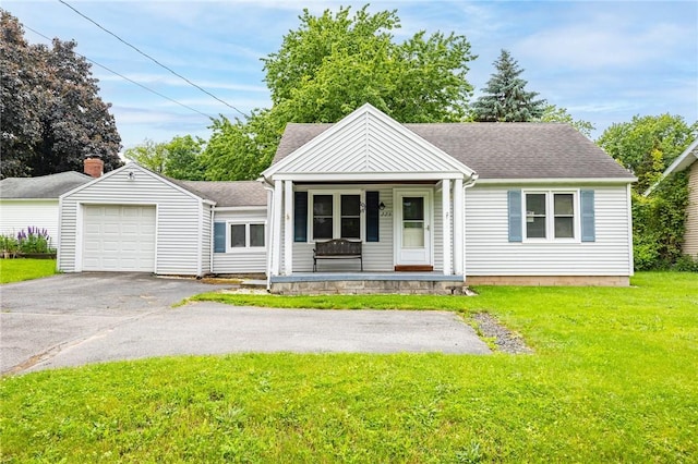 223 S Ave, Parma, NY 14468 - view of front of property featuring covered porch, a front yard, asphalt driveway, and roof with shingles