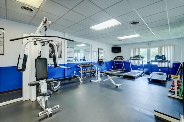 503 Valley Creek Rd, Gates, NY 14624 - workout area with a drop ceiling