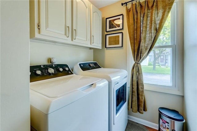 503 Valley Creek Rd, Gates, NY 14624 - laundry area featuring separate washer and dryer, cabinet space, and baseboards