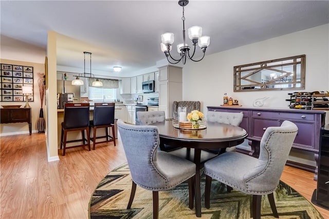 503 Valley Creek Rd, Gates, NY 14624 - dining space with a chandelier and light wood-type flooring