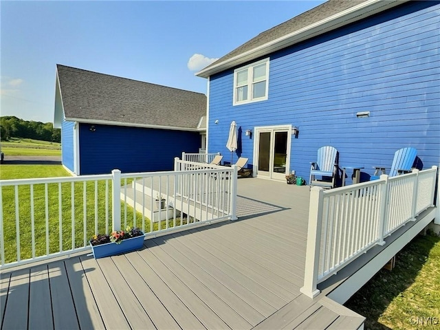 7294 Chase Rd, Pompey, NY 13063 - wooden terrace with a lawn