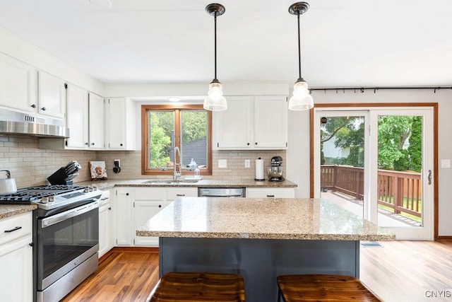 4292 Persimmon, Clay, NY 13090 - kitchen featuring appliances with stainless steel finishes, a sink, under cabinet range hood, and healthy amount of natural light