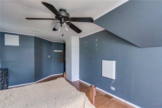 25 Waid St, Gouverneur, NY 13642 - bedroom featuring wood finished floors, a ceiling fan, and baseboards