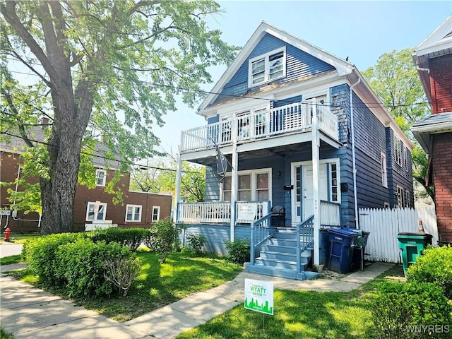 472 Leroy Ave, Buffalo, NY 14215 - view of front of home with a balcony and covered porch