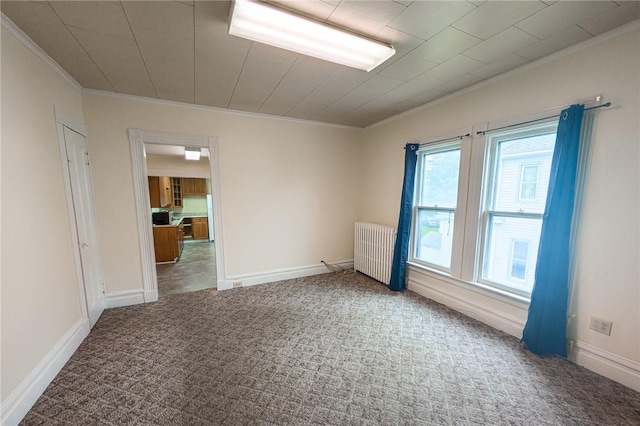 5 Gansevoort St, Bath, NY 14810 - carpeted spare room with ornamental molding, radiator, and baseboards