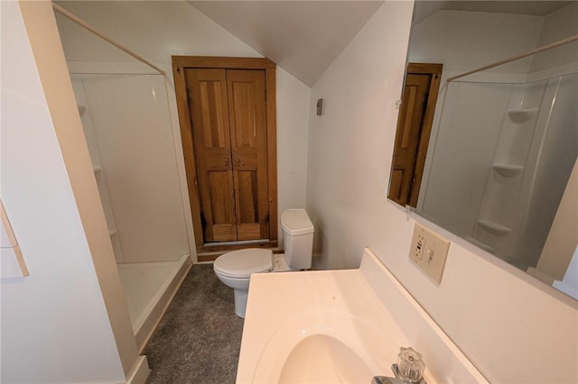 5 Gansevoort St, Bath, NY 14810 - full bath featuring toilet, a shower, lofted ceiling, and vanity