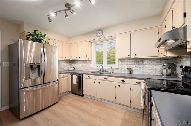 1 Christopher Cir, New Hartford, NY 13413 - kitchen with stainless steel refrigerator with ice dispenser, electric range oven, dishwasher, under cabinet range hood, and a sink