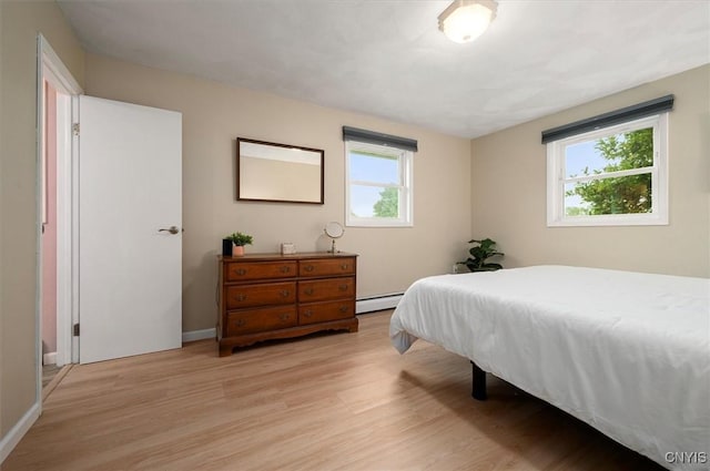 1 Christopher Cir, New Hartford, NY 13413 - bedroom with a baseboard heating unit, light wood-type flooring, multiple windows, and baseboards