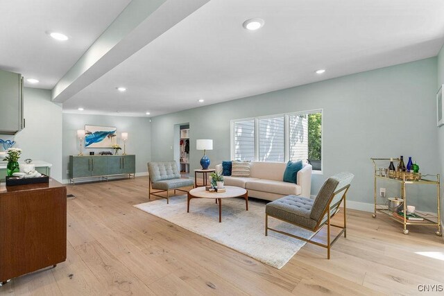 3 Elson Ln, Skaneateles, NY 13152 - living room with light wood finished floors, recessed lighting, and baseboards