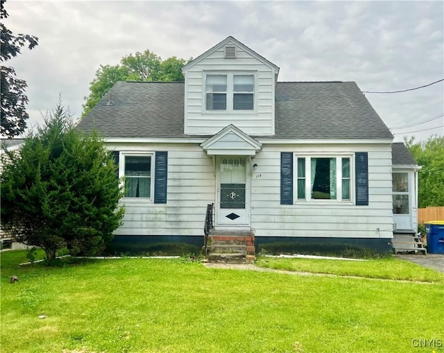 114 Myron Rd, Camillus, NY 13219 - view of front of home featuring entry steps, a front yard, and a shingled roof