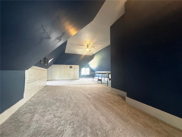 14 Park St, Bradford-City, PA 16701 - bonus room with carpet, vaulted ceiling, a ceiling fan, and baseboards