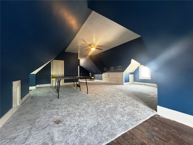 14 Park St, Bradford-City, PA 16701 - bonus room with baseboards, a ceiling fan, vaulted ceiling, and wood finished floors
