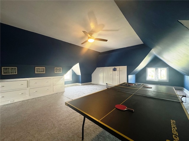 14 Park St, Bradford-City, PA 16701 - rec room with carpet, a ceiling fan, and vaulted ceiling