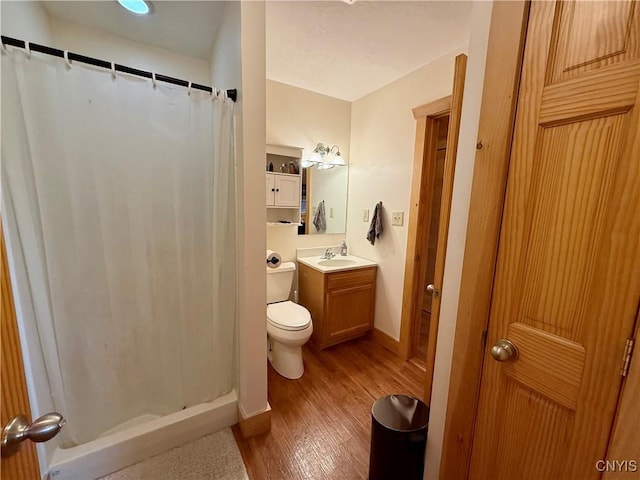 25003 State Route 37, Pamelia, NY 13601 - bathroom with wood finished floors, vanity, a shower with curtain, and toilet