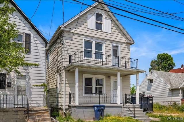 614 20th St, Niagara Falls, NY 14301 - view of front of home featuring covered porch and a balcony