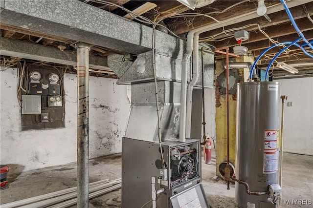 614 20th St, Niagara Falls, NY 14301 - utilities featuring gas water heater, electric panel, and electric meter
