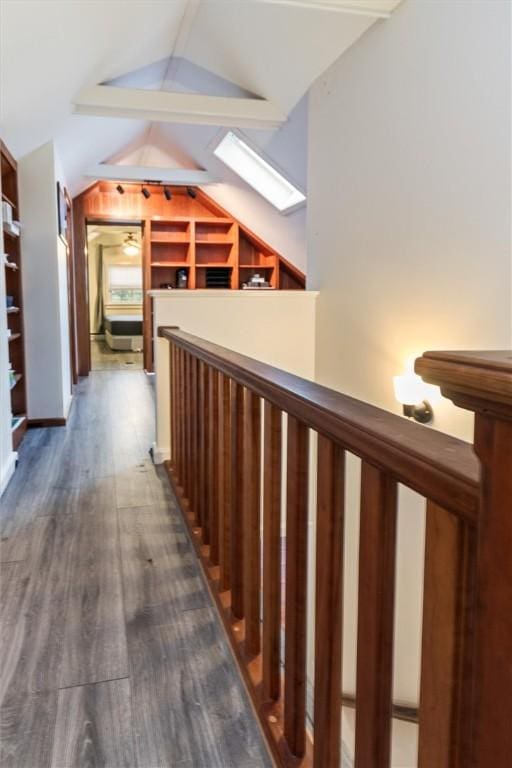3215 E River Rd, Henrietta, NY 14623 - hall with a skylight, dark wood finished floors, and lofted ceiling