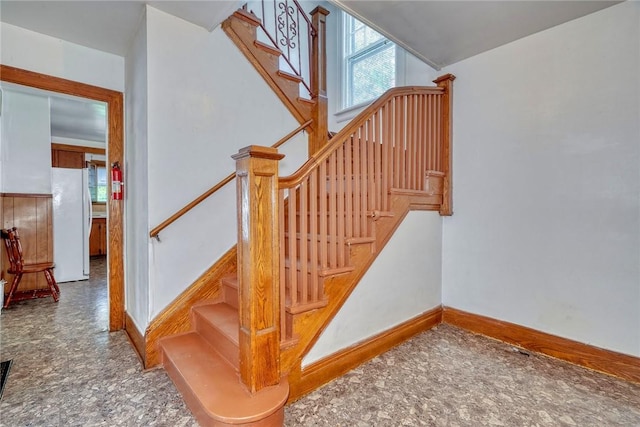135 Cameron St, Rochester, NY 14606 - staircase featuring baseboards