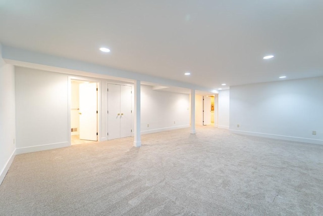 313 Pelham Rd, Brighton, NY 14610 - finished basement featuring recessed lighting, light colored carpet, and baseboards