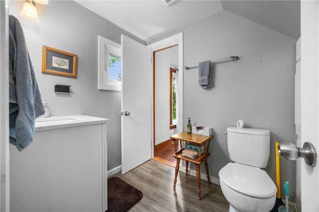 15205 W Lake Rd, Pulteney, NY 14418 - bathroom with vanity, wood finished floors, and lofted ceiling