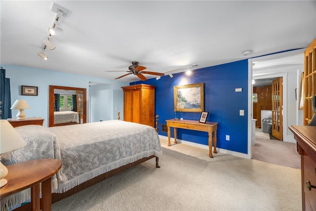 15205 W Lake Rd, Pulteney, NY 14418 - carpeted bedroom with track lighting and ceiling fan