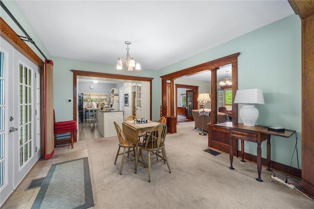 15205 W Lake Rd, Pulteney, NY 14418 - dining area featuring a chandelier and french doors