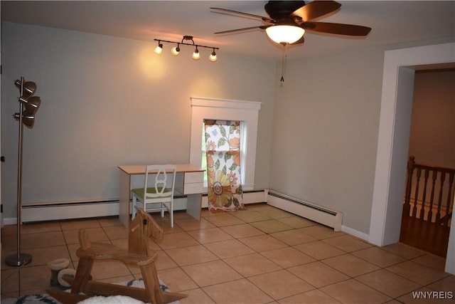4571 Budd Rd, Cambria, NY 14094 - dining area with a ceiling fan and light tile patterned flooring