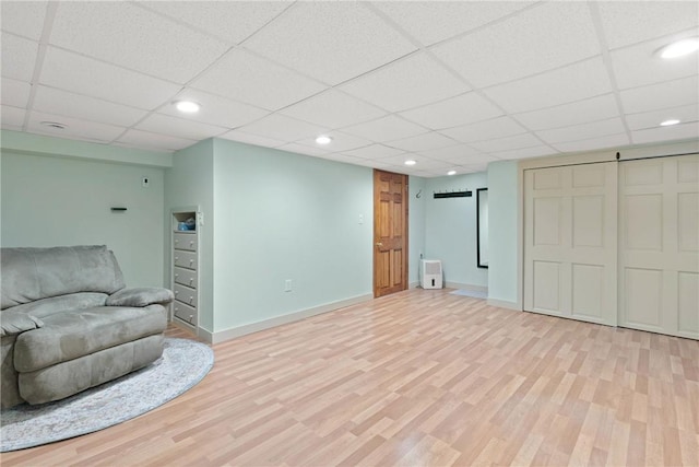 707 Hubbell Rd, Ogden, NY 14428 - sitting room with light wood-style flooring, baseboards, recessed lighting, and a drop ceiling