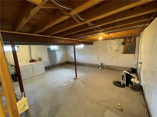 235 Briarwood Ln, Wheatland, NY 14546 - unfinished basement with washing machine and clothes dryer and electric panel