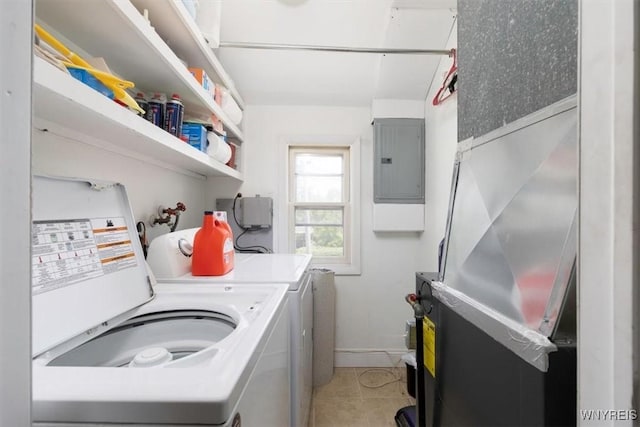 596 Longmeadow Rd, Amherst, NY 14226 - washroom with electric panel, separate washer and dryer, and light tile patterned flooring