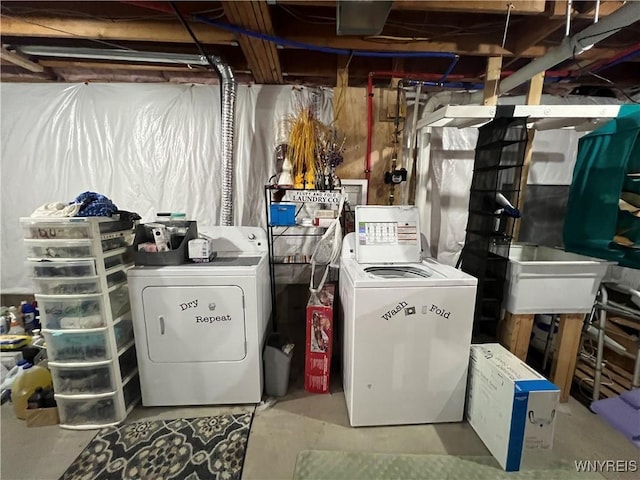 272 Dewitt St, Buffalo, NY 14213 - unfinished basement featuring washer and clothes dryer and a sink