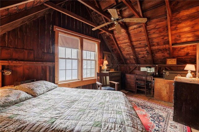 7732 Lake Blf, Huron, NY 14590 - bedroom with hardwood / wood-style floors, wooden ceiling, and wooden walls