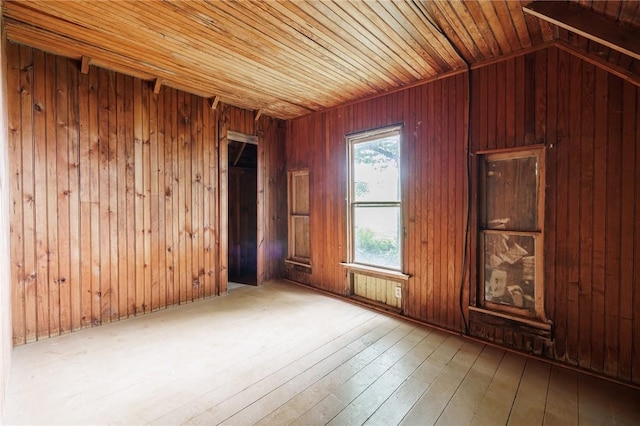 7732 Lake Blf, Huron, NY 14590 - unfurnished room featuring hardwood / wood-style flooring, wood ceiling, and wood walls