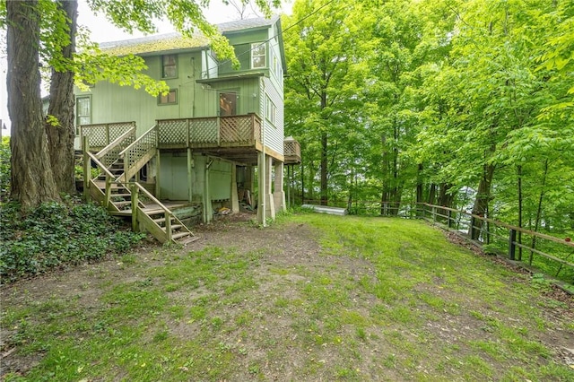 7732 Lake Blf, Huron, NY 14590 - view of yard with a wooden deck and stairway