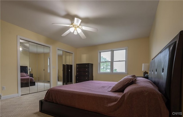 3871 Skyline Dr, Kirkland, NY 13323 - carpeted bedroom with multiple closets, baseboards, and ceiling fan