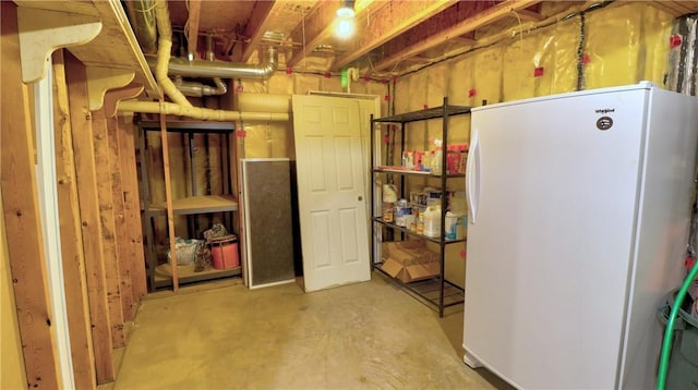 1547 Great Gully Rd, Springport, NY 13160 - unfinished basement featuring freestanding refrigerator