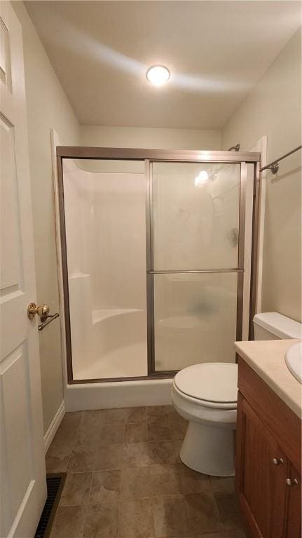 1547 Great Gully Rd, Springport, NY 13160 - full bathroom featuring vanity, a shower stall, toilet, and recessed lighting